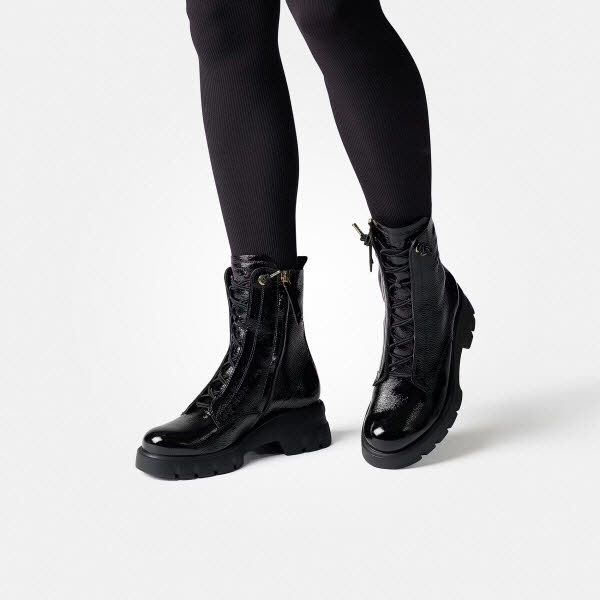 PAUL GREEN Schnürboot Knautschlack black