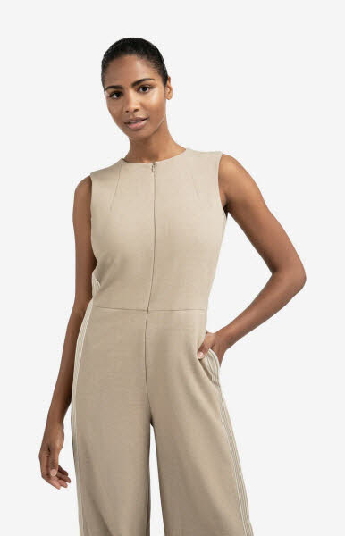 Yaya Jumpsuit Stripe sand beige