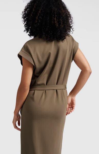 Yaya Kleid mit V-Ausschnitt und Bindegürtel