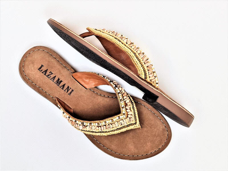 Lazamani Zehenpantoffel tan