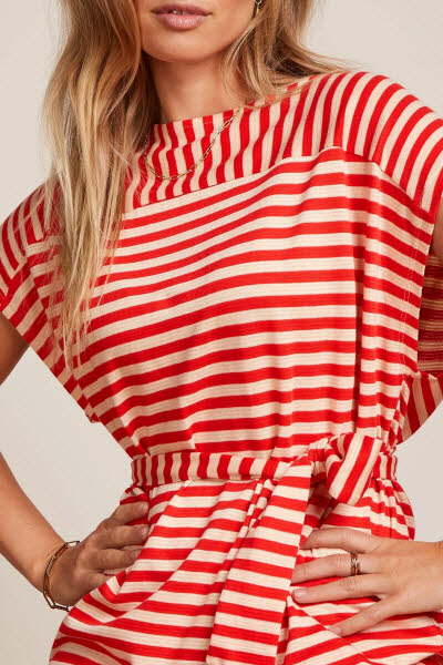 King Louie Exota BV Vera Dress Chopito Stripe Fire Red