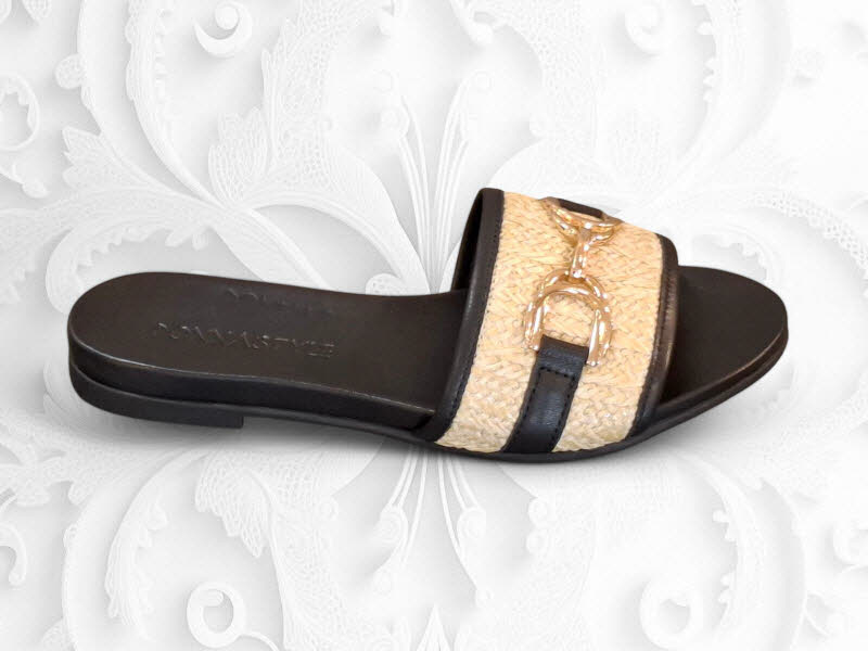 RING Pantoffle All Black-Natural
