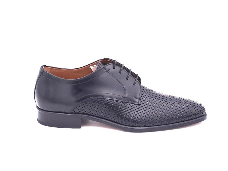 Lorenzi H-Schnürer gelocht nero