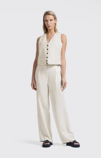 Yaya Gestreifte Hose aus Leinenmischung mit w