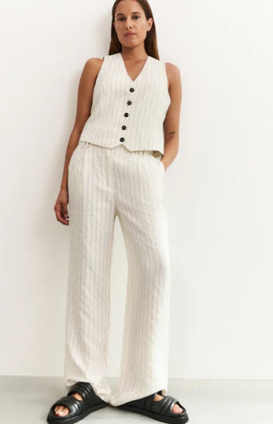 Yaya Gestreifte Hose aus Leinenmischung mit w