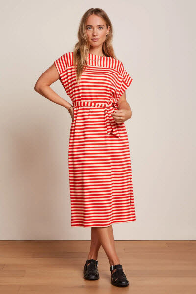 King Louie Exota BV Vera Dress Chopito Stripe Fire Red