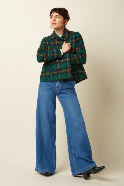 King Louie Exota BV Pattie Coat Leeds Check Evening blue