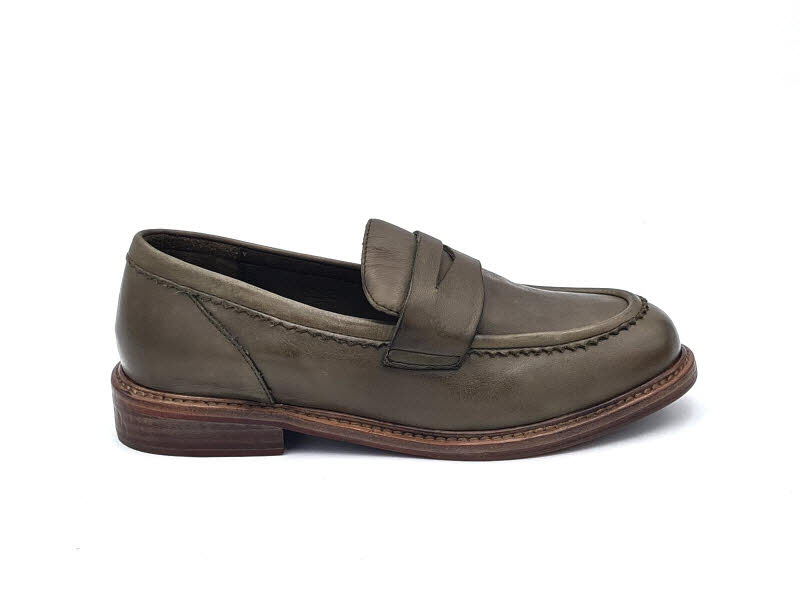 Rebecca White Slipper Golden Nappa Dark Olive