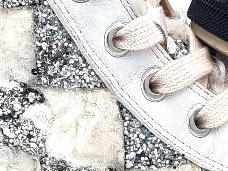 Rebecca White Schnürboot Glitter white/silver