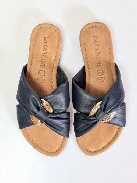 Lazamani Pantoffel schwarz-gold