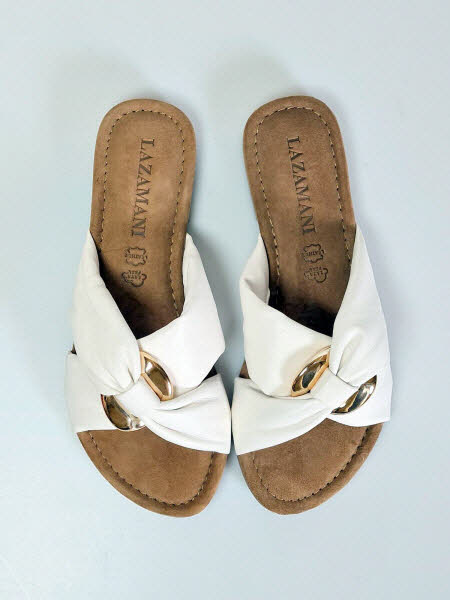 Lazamani Pantoffel weiß/gold
