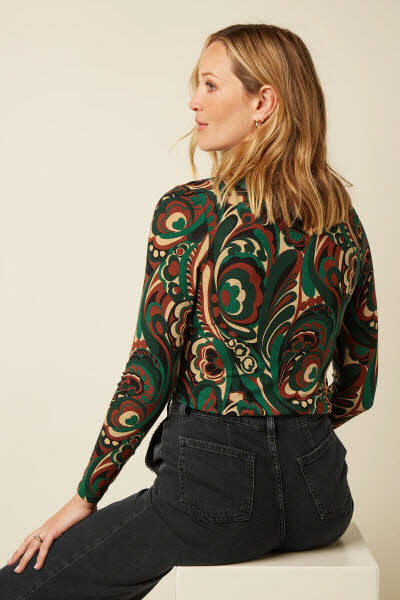 King Louie Exota BV Rollneck Top Maude BotanicalGreen