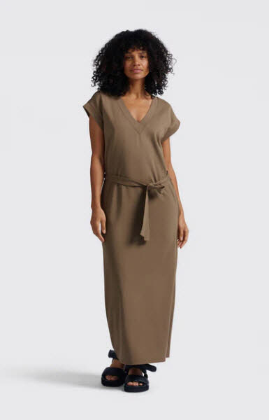 Yaya Kleid mit V-Ausschnitt und Bindegürtel