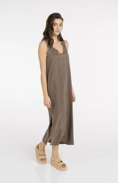 Yaya Kleid V-Ausschnitt washed brown
