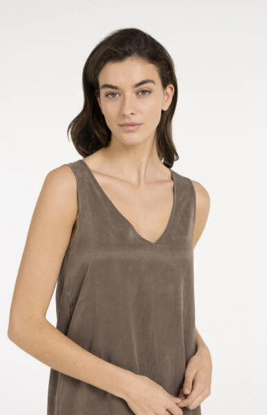 Yaya Kleid V-Ausschnitt washed brown
