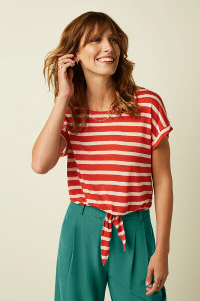 King Louie Exota BV Aria Knot Shirt Marsy Linen Stripe - sun