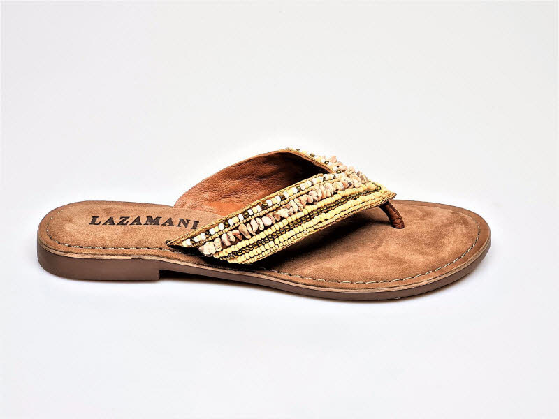 Lazamani Zehenpantoffel tan