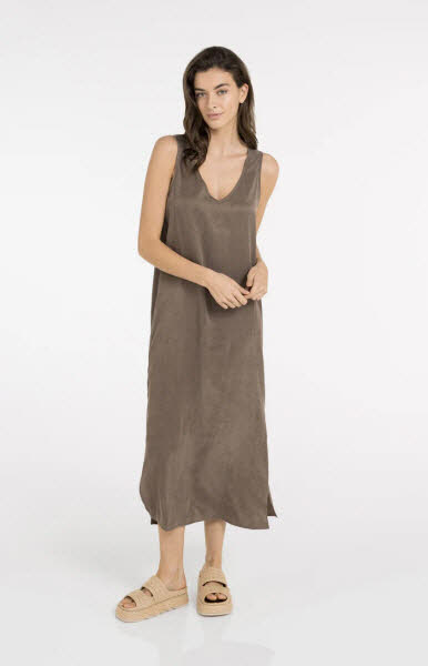 Yaya Kleid V-Ausschnitt washed brown