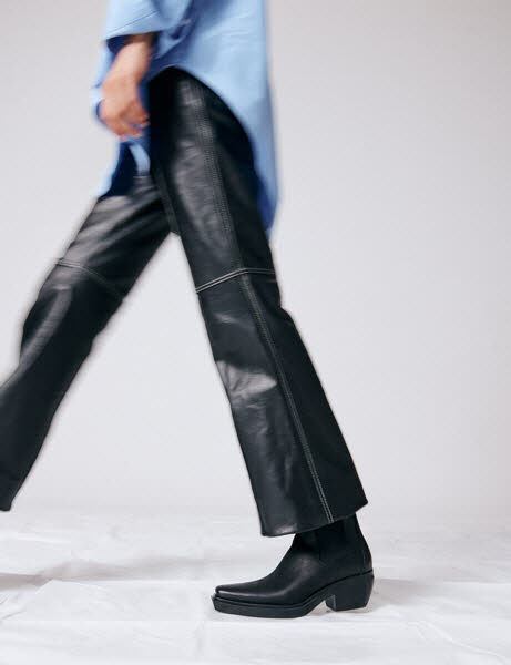 Biker-Stieflette waxed nabuc black