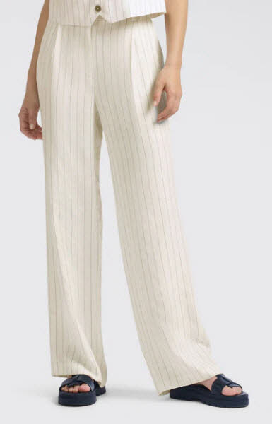 Yaya Gestreifte Hose aus Leinenmischung mit w