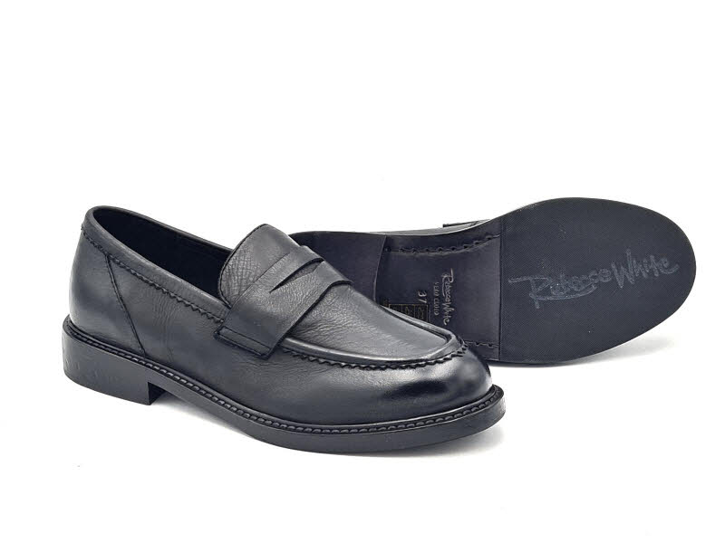 Rebecca White Slipper Golden Nappa Black