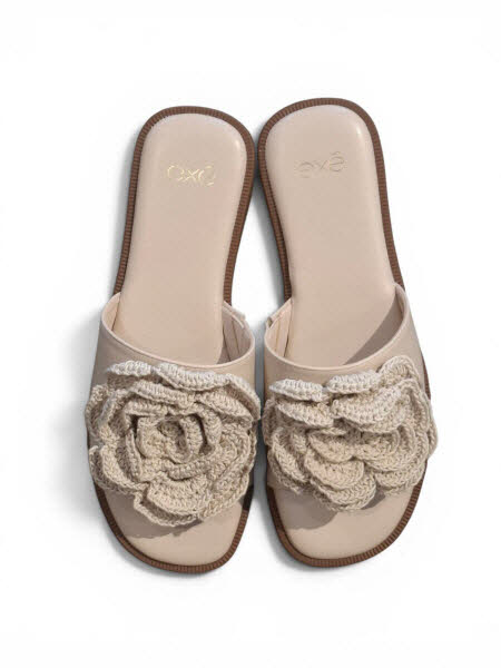 EXE Pantoffel Blume beige