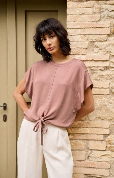 Yaya Shirt mit Knoten - Burlwood pink