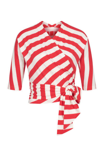 Marianna Deri Fashion Bella Wickelshirt Streif Rot-creme