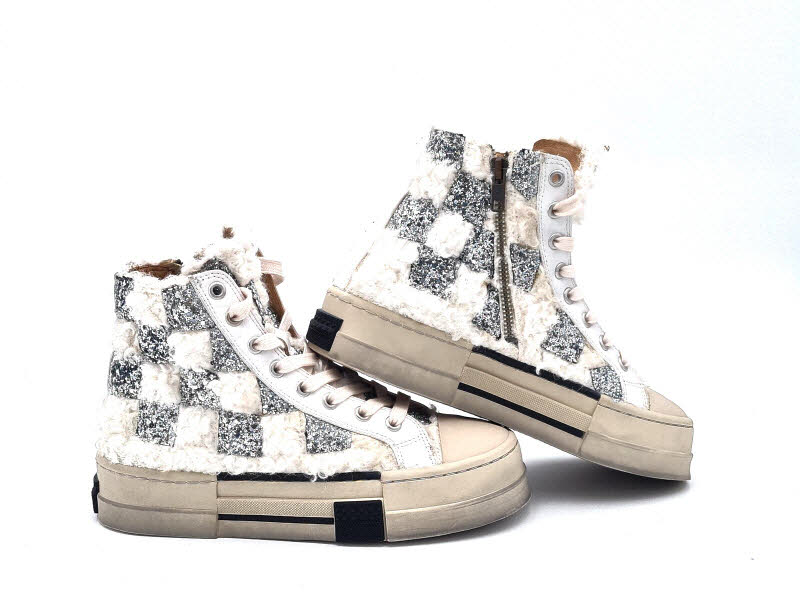 Rebecca White Schnürboot Glitter white/silver