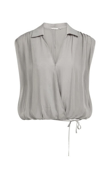 Yaya Bluse OA. Wickeloptik, Bändchen - gray