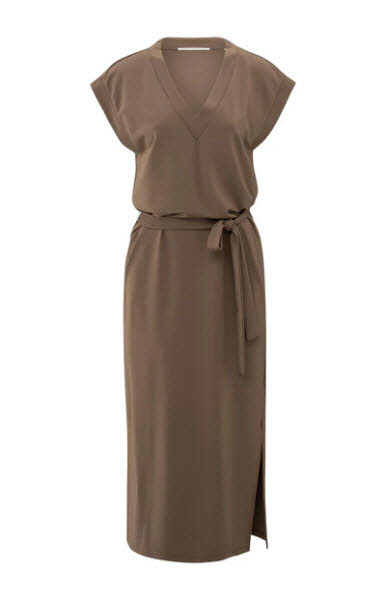 Yaya Kleid mit V-Ausschnitt und Bindegürtel