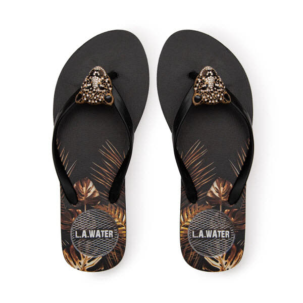 L.A. Waters BLACK CHEETAH SLIPPERS