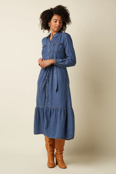 King Louie Exota BV Olive Ruffle Dress Monrose DenimBlue