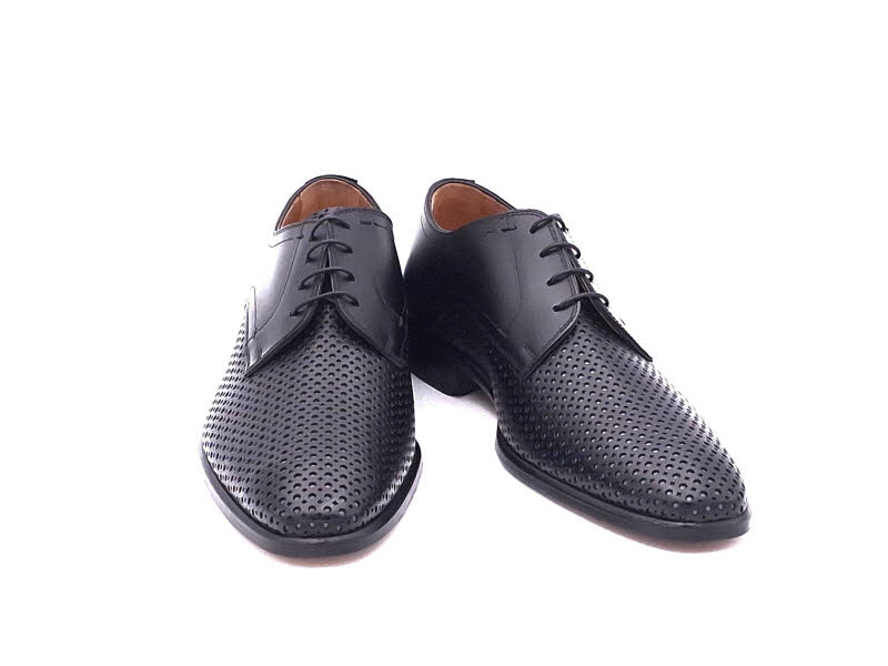 Lorenzi H-Schnürer gelocht nero