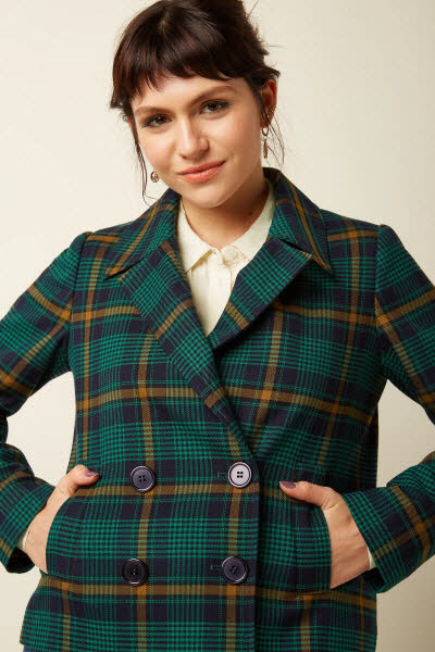 King Louie Exota BV Pattie Coat Leeds Check Evening blue