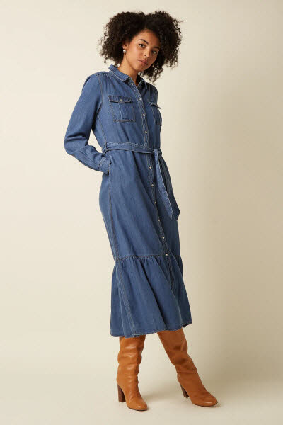 King Louie Exota BV Olive Ruffle Dress Monrose DenimBlue