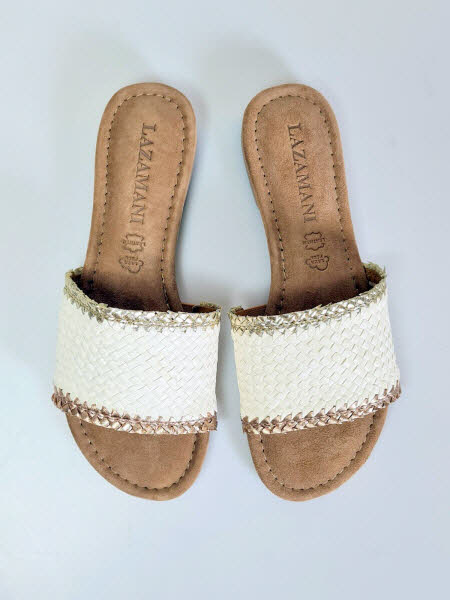 Lazamani Pantoffel Flecht creme