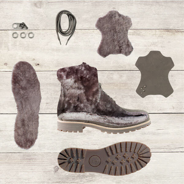 Panama Jack Boot Lammfell grau