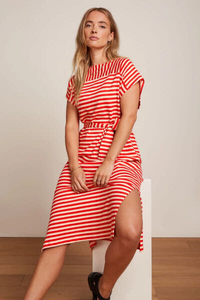 King Louie Exota BV Vera Dress Chopito Stripe Fire Red