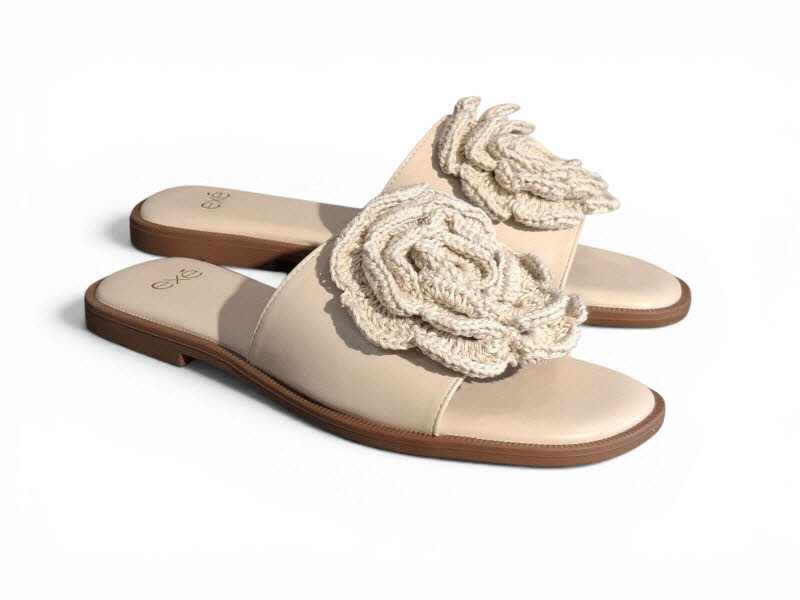 EXE Pantoffel Blume beige
