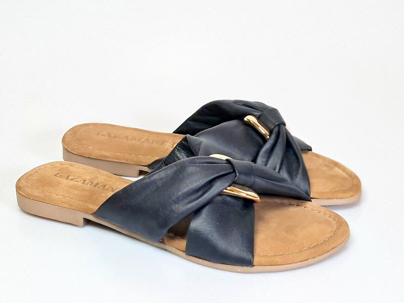 Lazamani Pantoffel schwarz-gold
