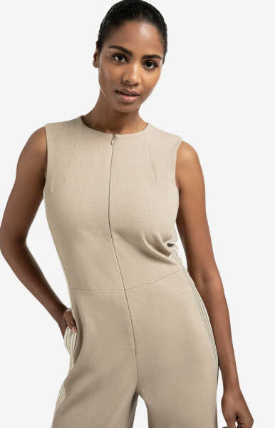 Yaya Jumpsuit Stripe sand beige