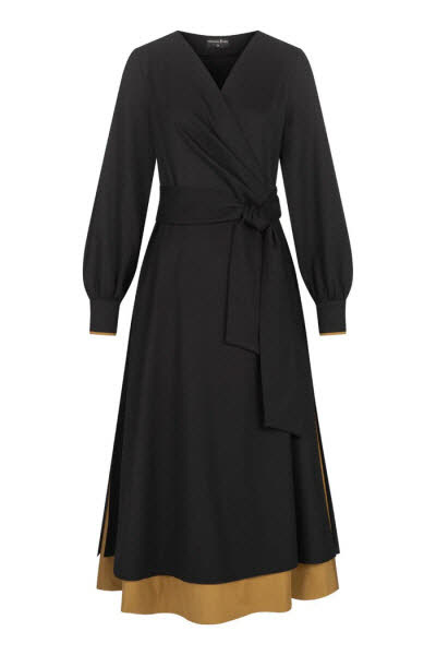 Marianna Deri Fashion Diana Kleid schwarz-safrangelb