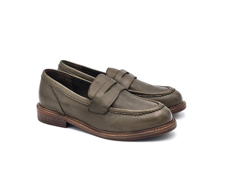 Rebecca White Slipper Golden Nappa Dark Olive