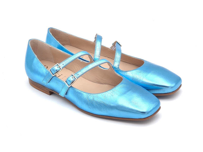 Dansi Dycsamon Calzados, SL Ballerina 2 Riemchen azul