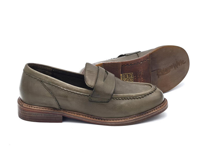 Rebecca White Slipper Golden Nappa Dark Olive