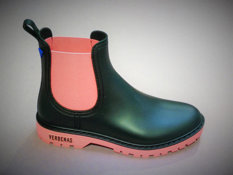 Verbenas Gummistiefel negro/rosa
